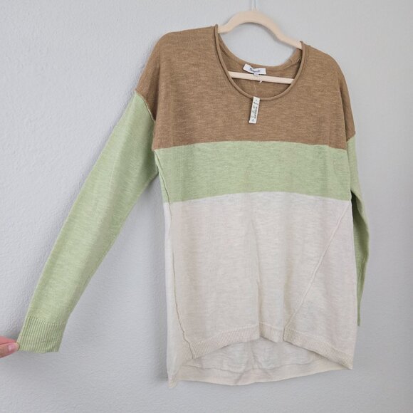 Madewell Palmdale Linen Blend Colorblocked Slouchy Pullover Sweater NWT Size XXS - Picture 2 of 7